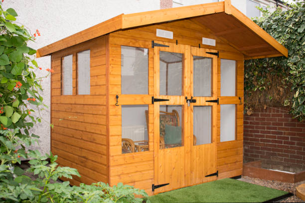 DIY Garden Summer House Build stock photo