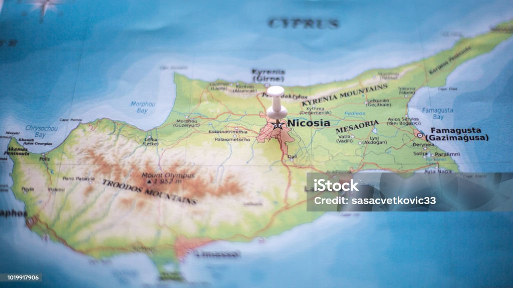Cyprus Map, World Map, Europe, Nicosia - Cyprus, Republic Of Cyprus Nicosia - Cyprus Stock Photo