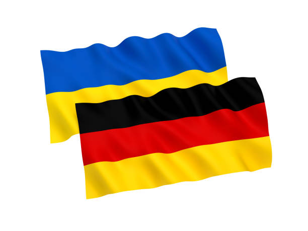 istock Flags of Ukraine and Germany on a white background 1019918216