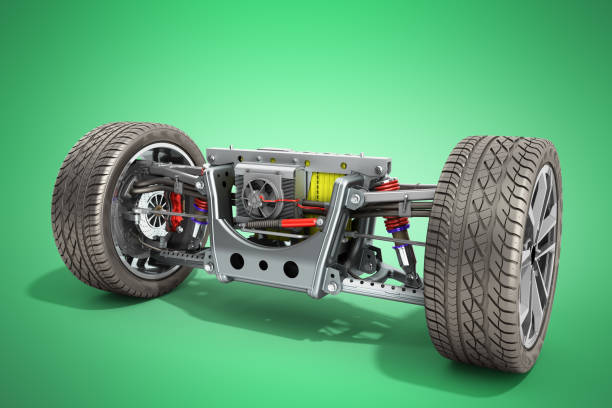 istock electric car cystem wheelbase with electric vehicle drive system and battery pack 3d render on green 1019929736