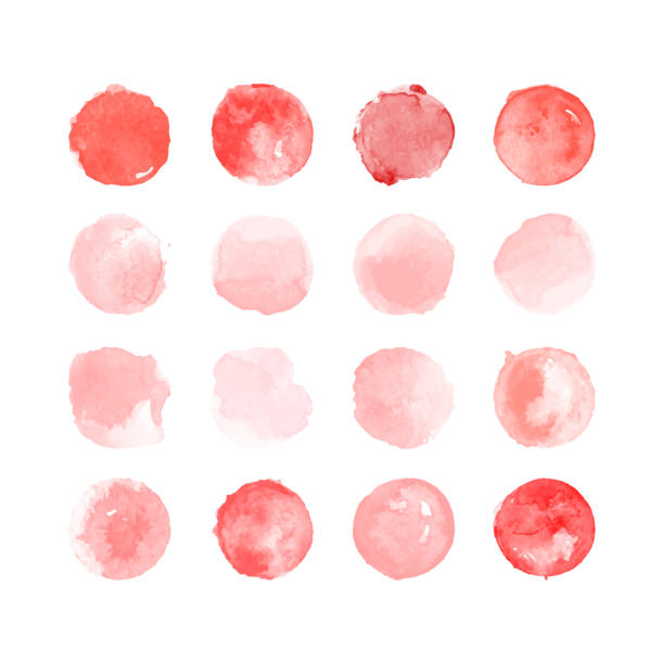 Set of colorful watercolor hand painted round shapes, stains, circles, blobs isolated on white. Illustration for artistic design vector art illustration