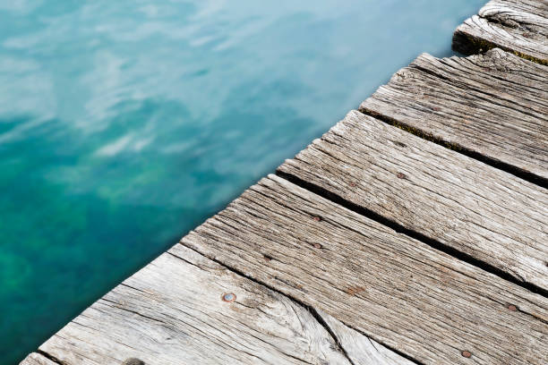 istock old wooden pier on the  lake. 1019946118