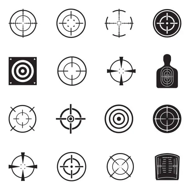 Vector illustration of Target And Crosshair Icons. Black Flat Design. Vector Illustration.