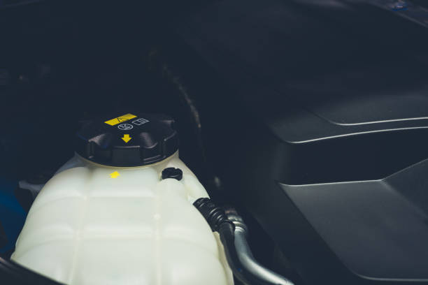 istock Coolant tank and warning information in engine room 1019966774