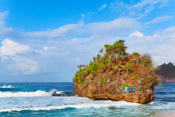 istock Popular travel destination in East Java - Pantai Selok beach 1019976578