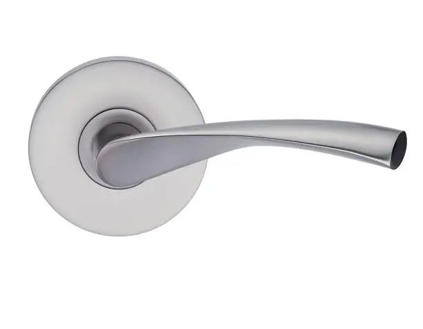 Vector illustration of Metal door handle on white background. Realistic vector 3d illustration