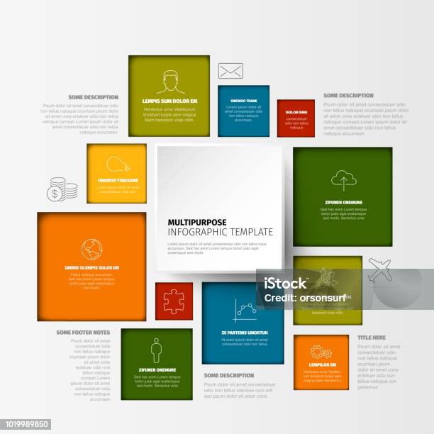 Vector Minimalist Colorful Infographic Template Stock Illustration - Download Image Now - Abstract, Blue, Brochure