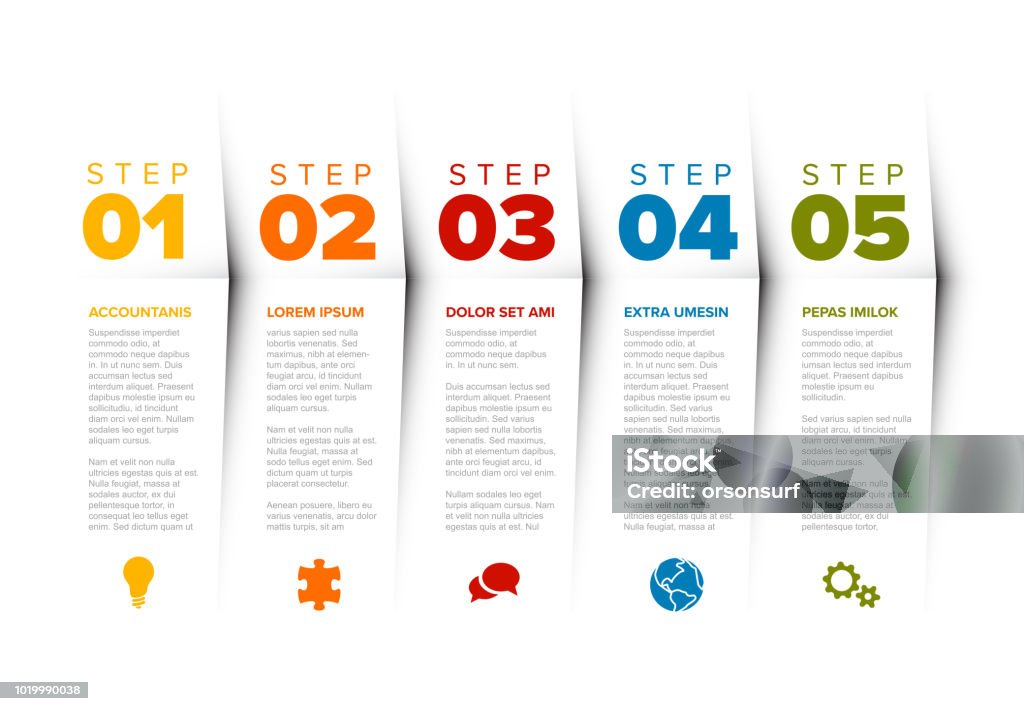 5 Point Progress Vector Progress Five Steps Template Stock Illustration - Download Image ...