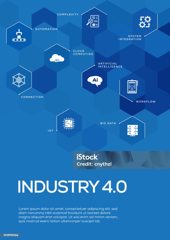 Industry 4.0 Brochure Template Layout, Cover Design Internet of Things stock vector