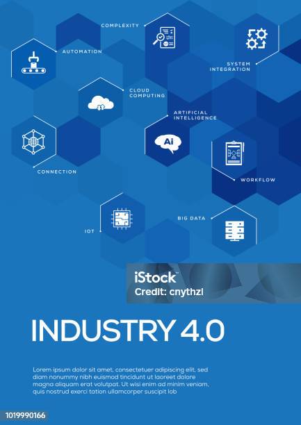 Industry 40 Brochure Template Layout Cover Design Stock Illustration - Download Image Now