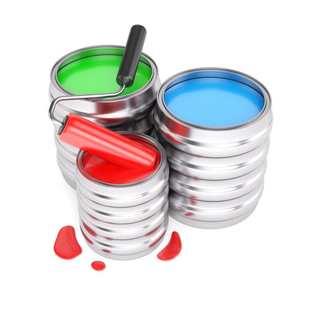 istock Colorful paint cans and brush 1019995354