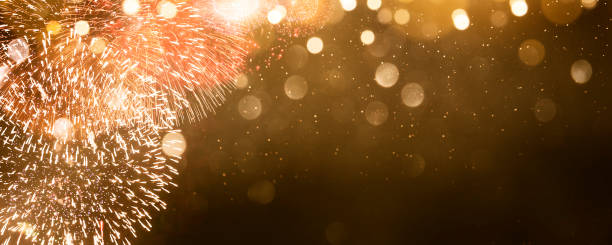 istock Fireworks at New Year and copy space - abstract holiday background 1019996082