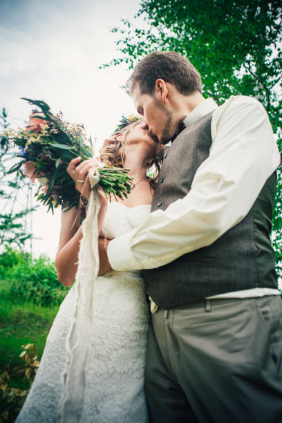 istock Young bride and groom in the style of provence 1020005582