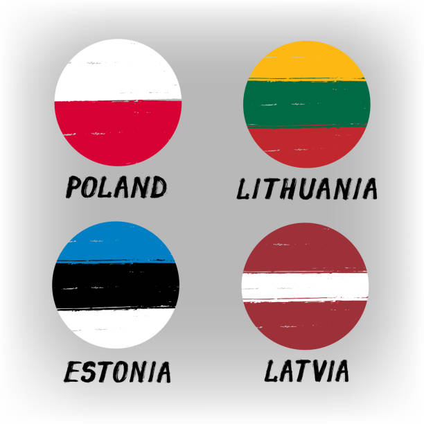 istock Set Of 4 Flags - Round Icons - Poland Lithuania Estonia Latvia 1020014338
