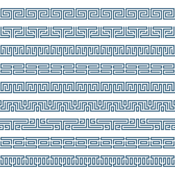 granica greckiego wzoru. - pattern seamless backgrounds greek culture stock illustrations