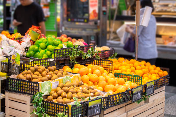 Community, supermarket, exhibition, variety, fruits and vegetables, goods stock photo