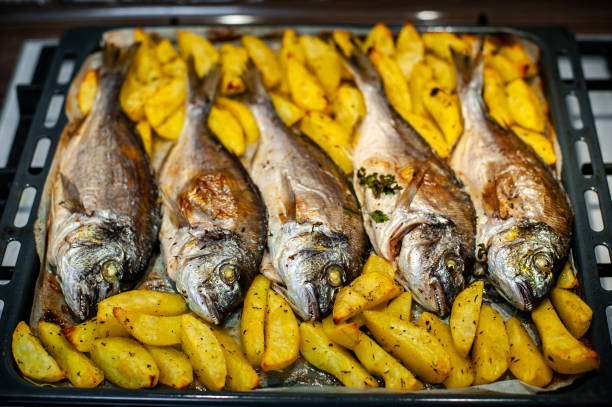 istock Fish Sparus aurata for baking with potatoes and greens 1020037722