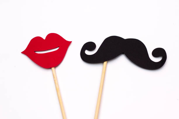 istock Photo booth props lips and Black Mustache isolated on white background 1020040740