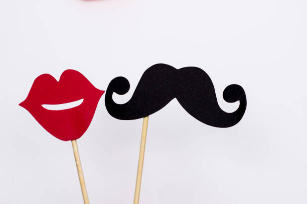 istock Photo booth props lips and Black Mustache against white background 1020040846