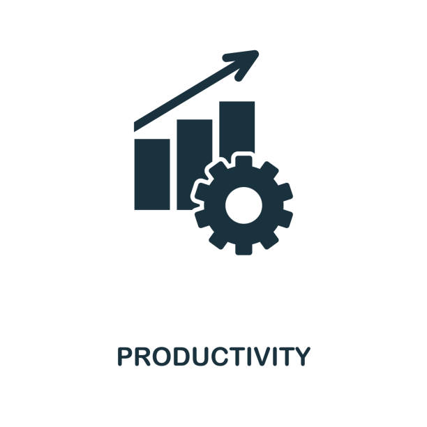 Productivity icon. Monochrome style icon design from project management icon collection. UI. Illustration of productivity icon. Ready to use in web design, apps, software, print. Productivity creative icon. Simple element illustration. Productivity concept symbol design from project management collection. Can be used for mobile and web design, apps, software, print. Efficiency stock illustrations
