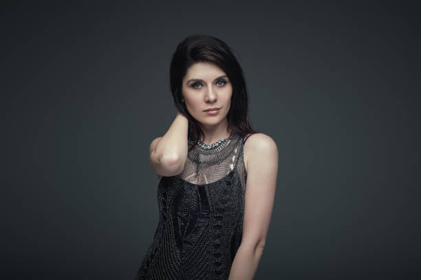 istock Portrait brunette attractive woman, accent on arms 1020046098