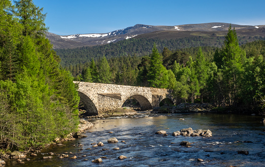The old bridge over the river Dee at Invercauld near Braemar in the highlands of Scotland