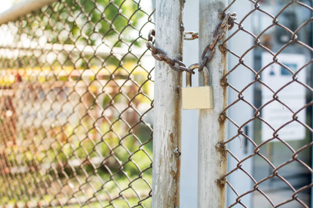 istock Close up on a lock gate and chain 1020057958