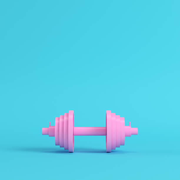 istock Abstract pink dumbbell on bright blue background in pastel colors 1020064684