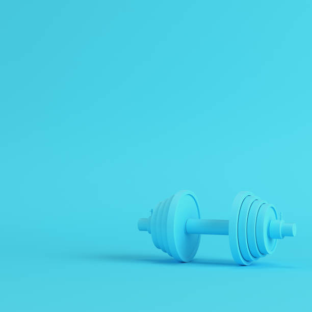 istock Abstract dumbbell on bright blue background in pastel colors 1020064736