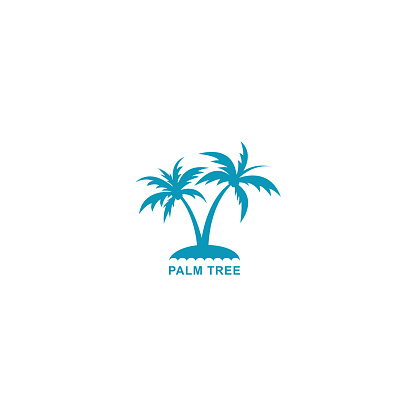 design two silhouette blue palm trees