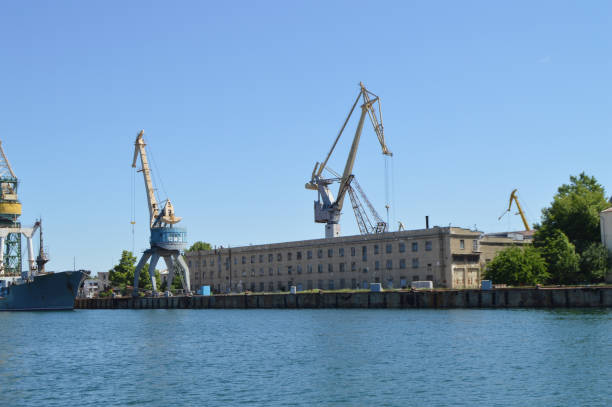 istock Cranes in cargo port, sea view, logistics concept 1020068288