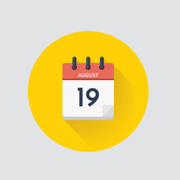 kalendarz dnia z datą 19 sierpnia. - calendar personal organizer clock diary stock illustrations