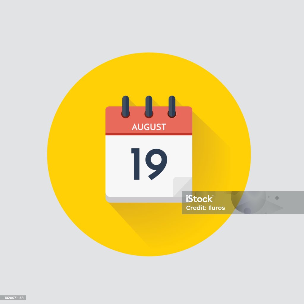 Day calendar with date August 19. Vector illustration. Day calendar with date  August 19. Calendar stock vector