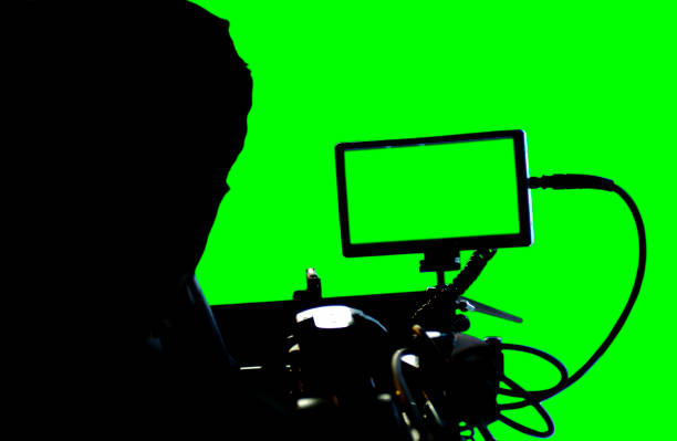 Movie camera with green screen motitor