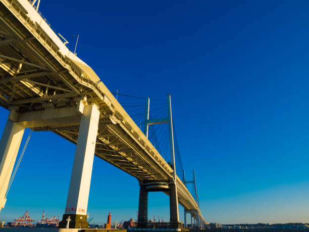 istock Yokohama Bay Bridge in the blue sky 1020094410