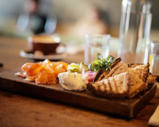 Zingy salmon, pickles and toast breakfast
