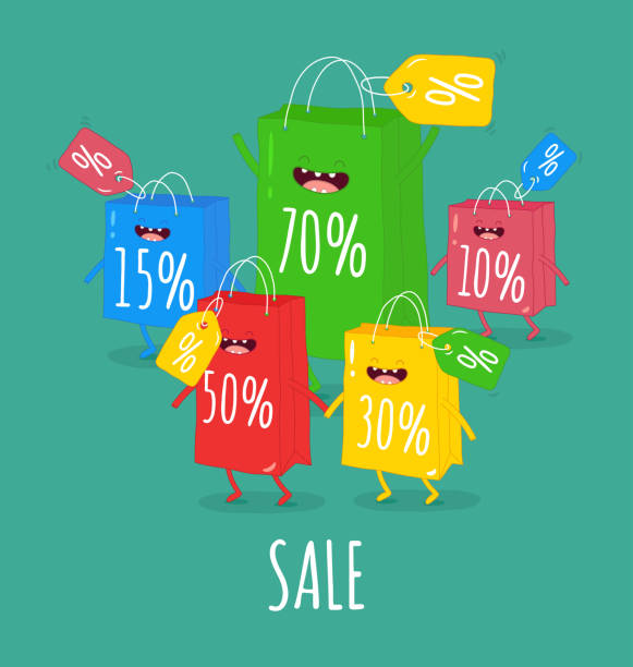 istock Shopper bag sale. Animated bags offer discounts 1020098320