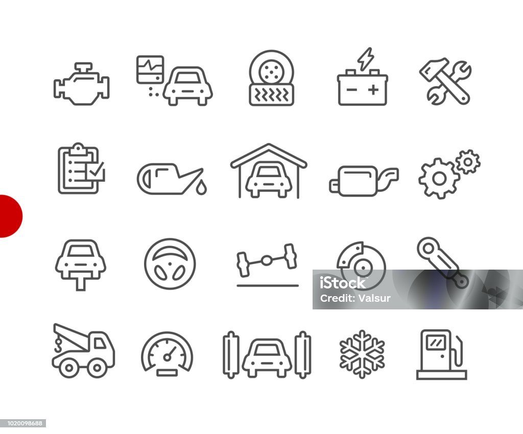 Car Service Icons // Red Point Series Vector line icons for  your digital or print projects. Icon Symbol stock vector