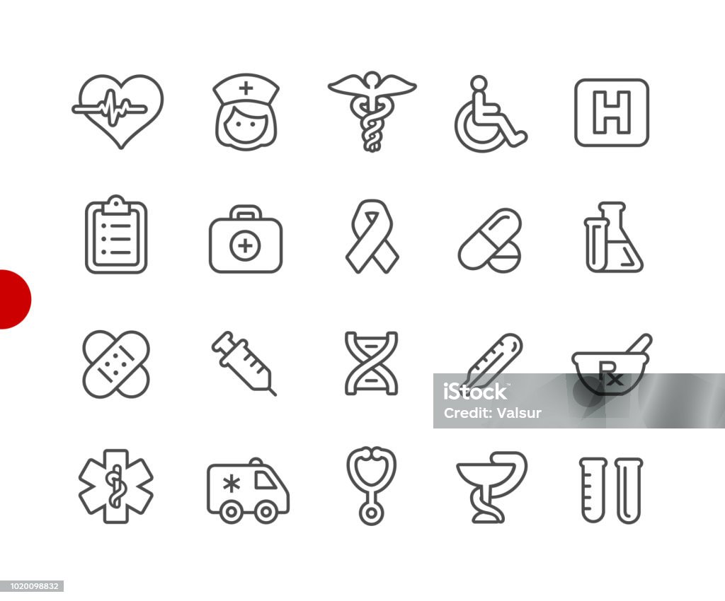 Medical Icon Set // Red Point Series Vector line icons for  your digital or print projects. Icon Symbol stock vector