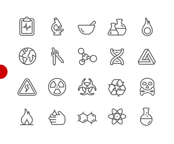 ilustraciones, imágenes clip art, dibujos animados e iconos de stock de los iconos de la ciencia / / rojo punto serie - toxic waste vector biohazard symbol skull and crossbones