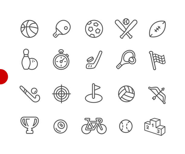 ikony sportowe // seria czerwonych punktów - racket sport stock illustrations