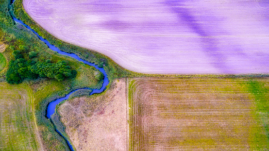 Farming leaves a pattern in crops thats look like art, air photography