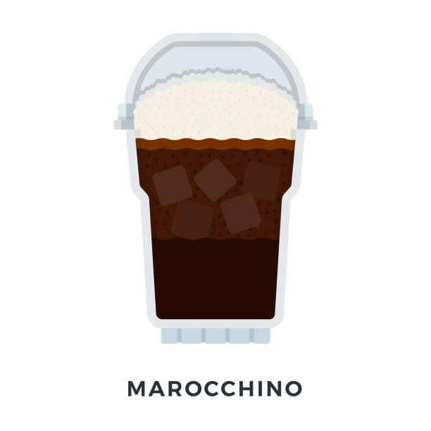 illustrazioni stock, clip art, cartoni animati e icone di tendenza di marocchino ghiaccio caffè vettore piatto isolato - glass tube