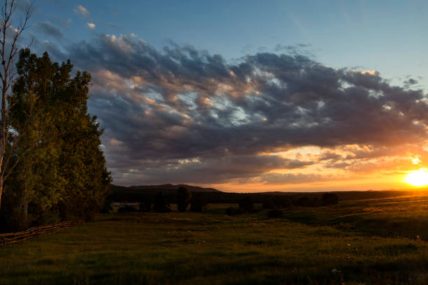 Beautiful landscape at sunset. Transylvania, Romania in a cloudy day