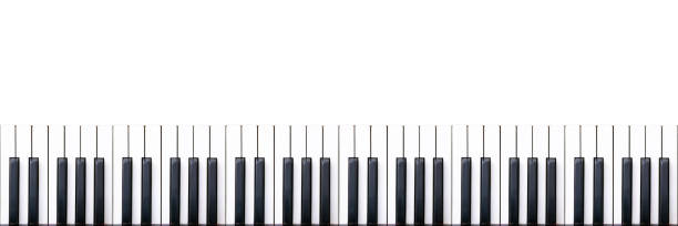 motivo di tasti del pianoforte loopable senza soluzione di continuità isolato su bianco - tasto di pianoforte foto e immagini stock