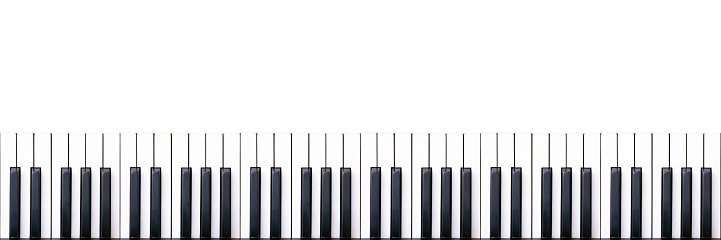 Endless keyboard. Seamless loopable piano keys pattern isolated on white