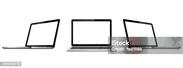 Laptops Mock Up Stock Illustration - Download Image Now - Laptop, Computer Monitor, Template
