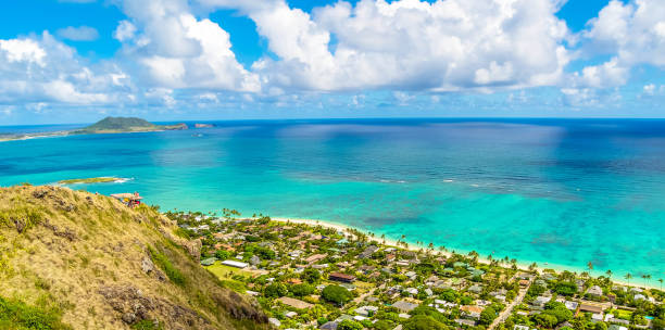 istock Panoramic View of Lanikai Beach in Hawaii 1020146056