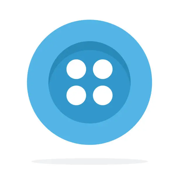 Vector illustration of Blue button with four holes flat isolated