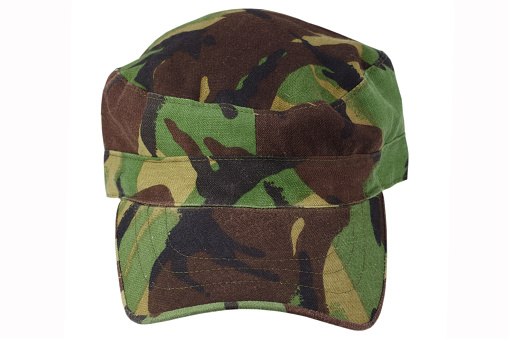 British Armed Forces camouflage cap on a white background